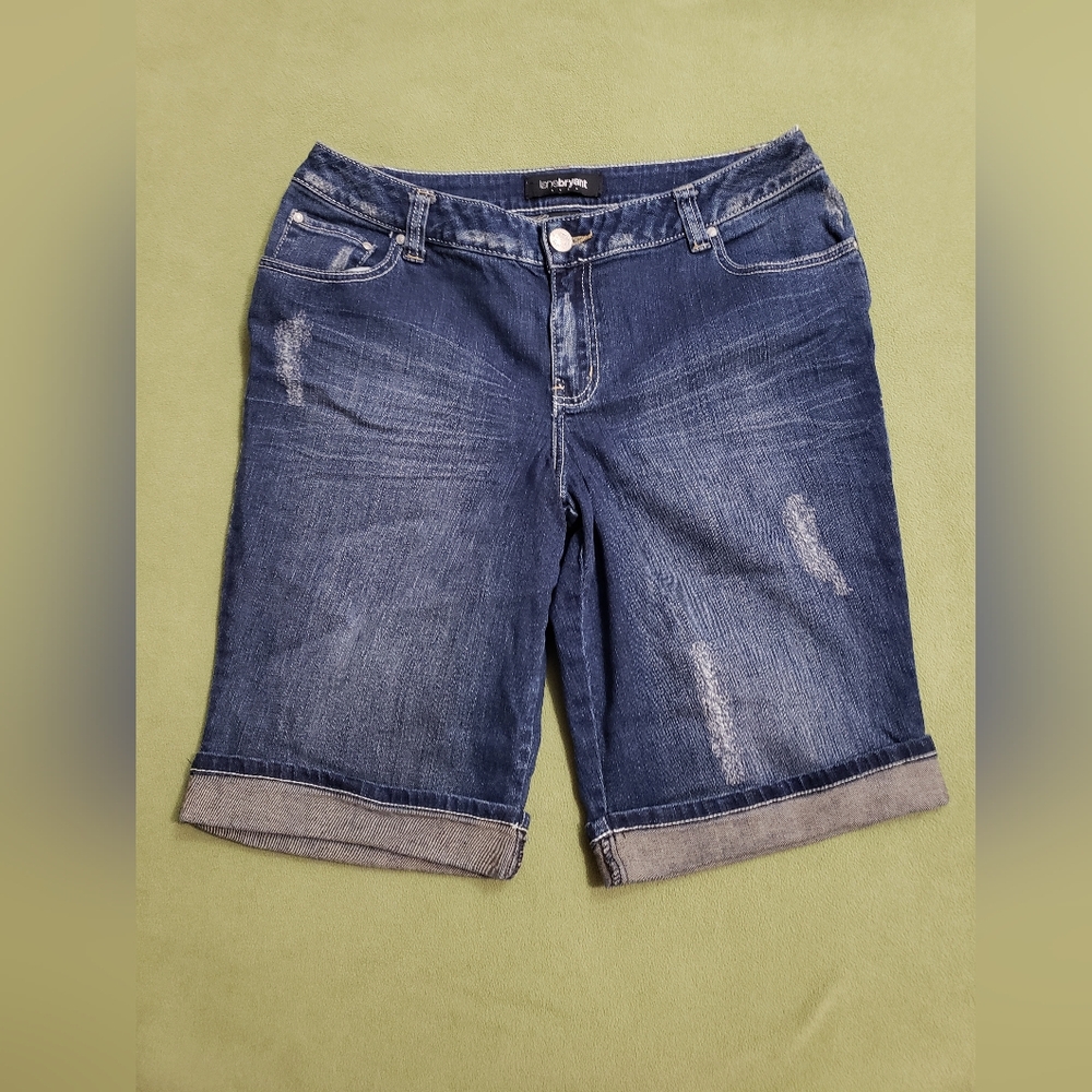 Lane Bryant Denim Ripped Distressed Bermuda Shorts